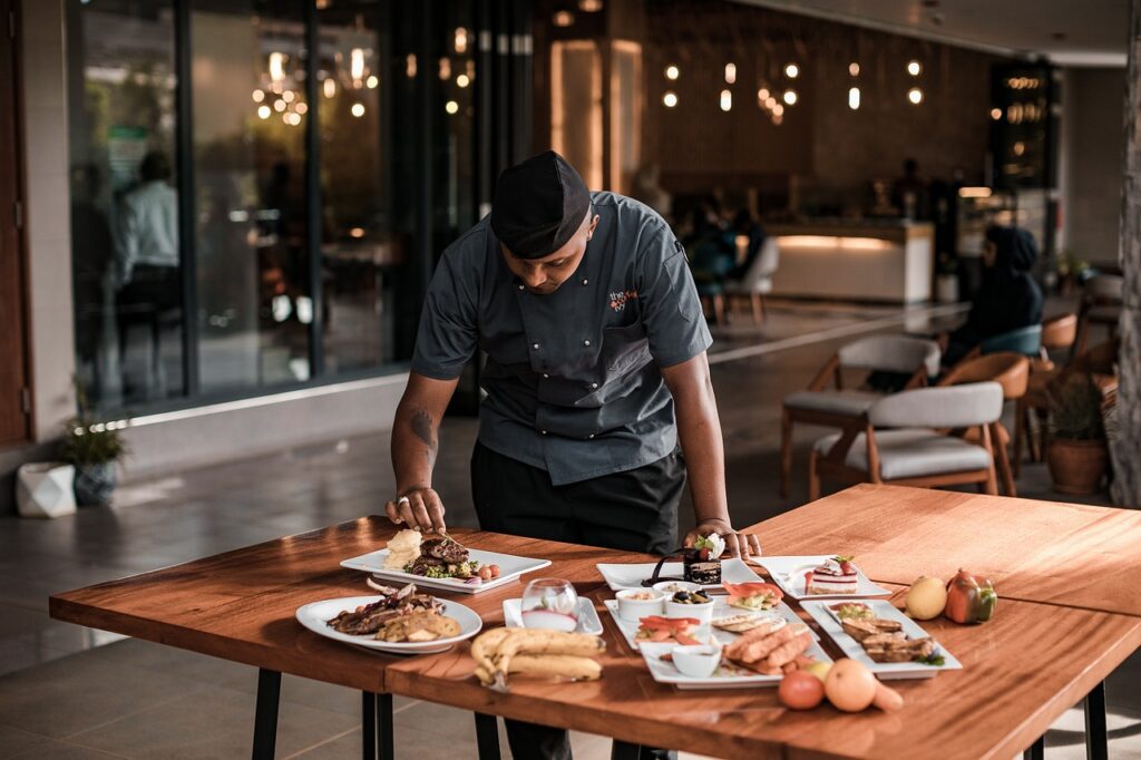 chef preparing food kitchen chopping